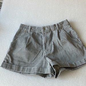 Zara high waisted shower shorts 4 pockets zip front close mini check Sz 8
